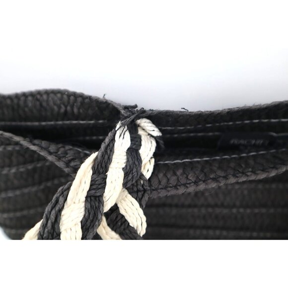Rachel Zoe For Box Of Style Black & Beige Woven Straw Tote Bag With Braided Hand - Picture 4 of 9